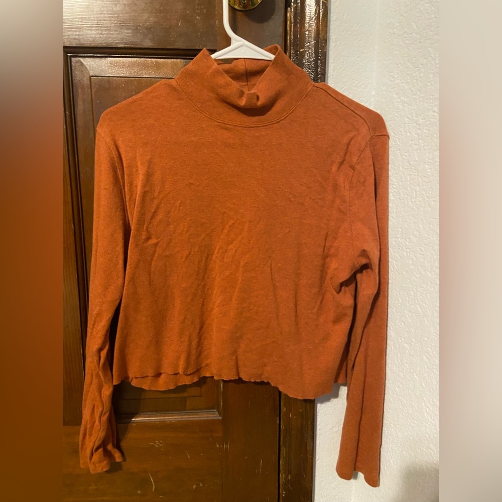 Orange cropped turtle neck